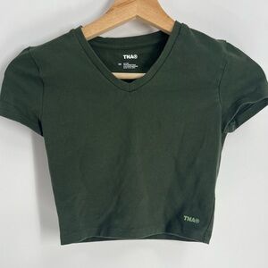 TNA Aritzia Short Sleeve Cropped T Shirt Dark Green Size XS